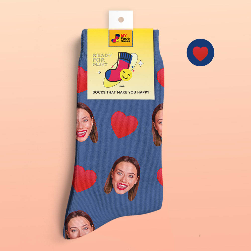 Custom 3D Preview Socks My Face Socks Add Pictures and Name - Sweet Heart - MyFaceSocksAu