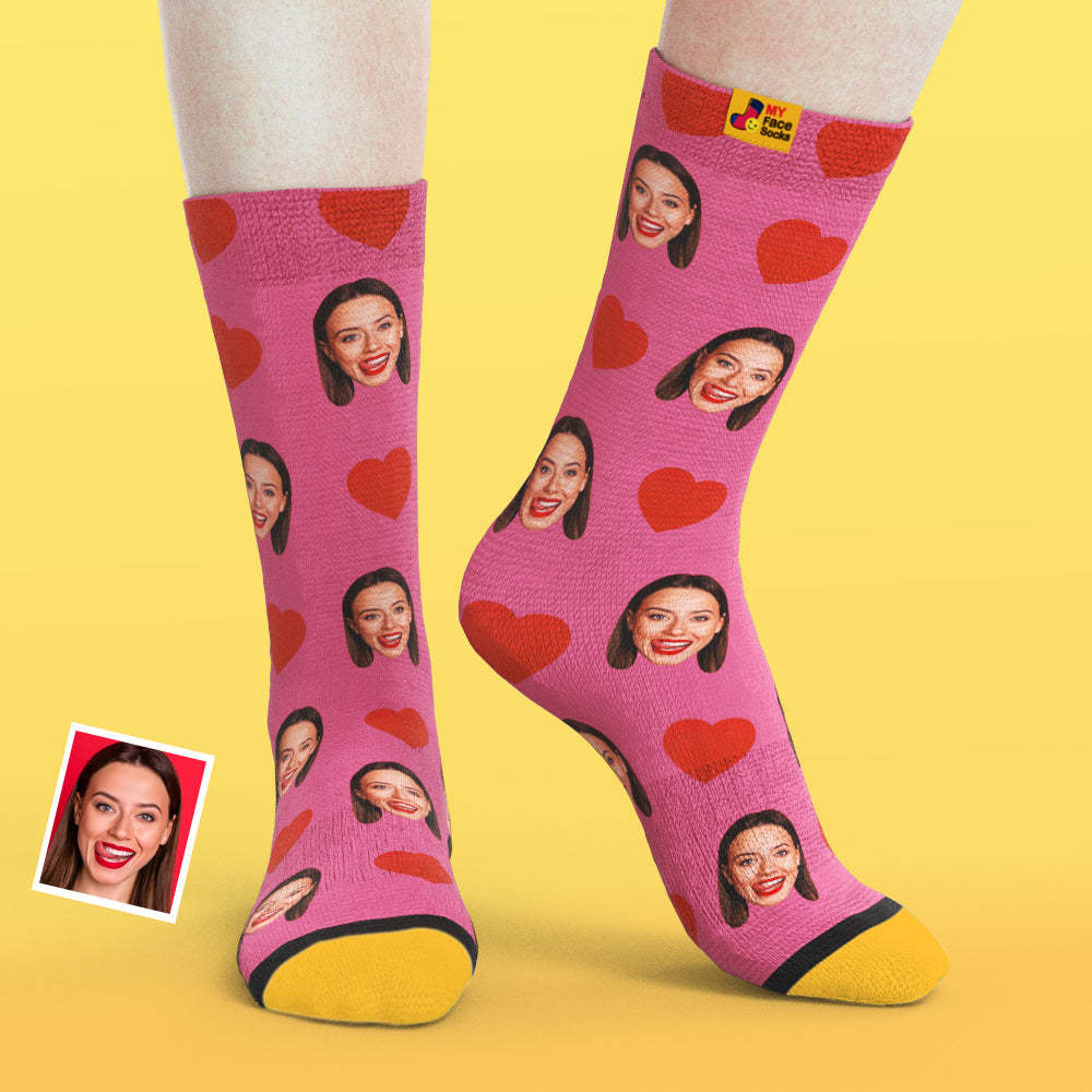 Custom 3D Preview Socks My Face Socks Add Pictures and Name - Sweet Heart - MyFaceSocksAu