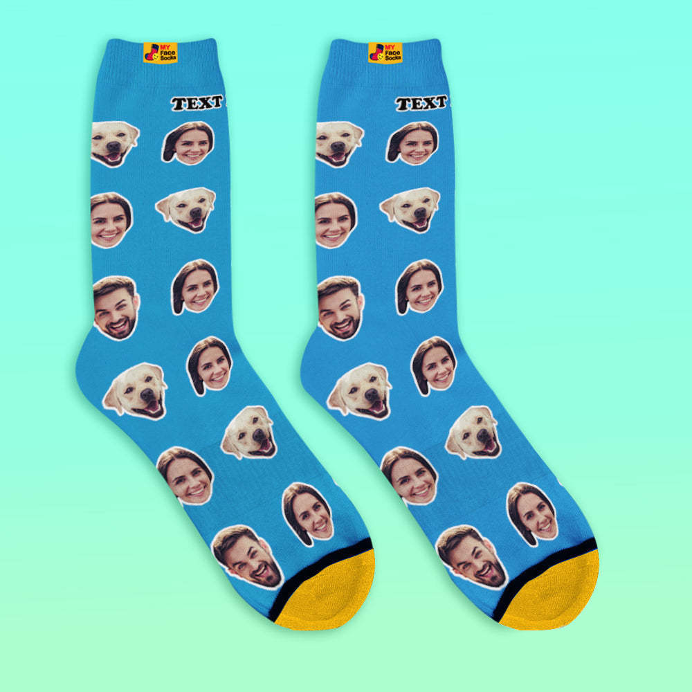 Custom 3D Digital Printed Socks My Face Socks Add Pictures and Name - Two Faces