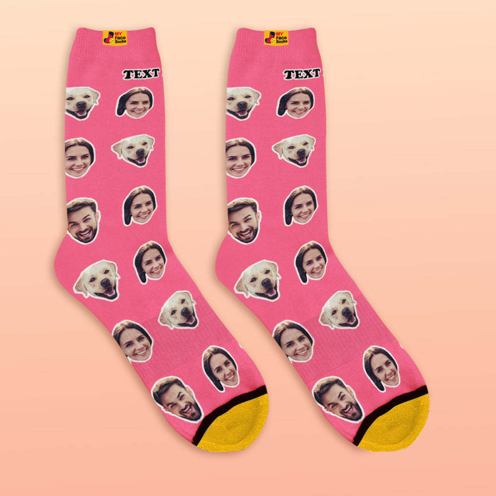 Custom 3D Digital Printed Socks My Face Socks Add Pictures and Name - Two Faces