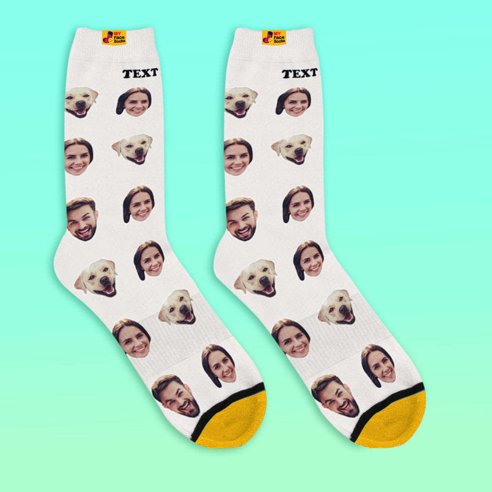 Custom 3D Preview Socks My Face Socks Add Pictures and Name - Two Faces - MyFaceSocksAu