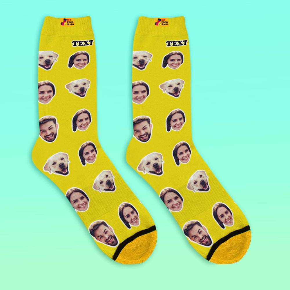 Custom 3D Digital Printed Socks My Face Socks Add Pictures and Name - Two Faces