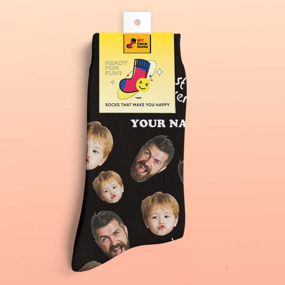 Custom 3D Preview Socks My Face Socks Add Pictures and Name - Best Dad Ever - MyFaceSocksAu