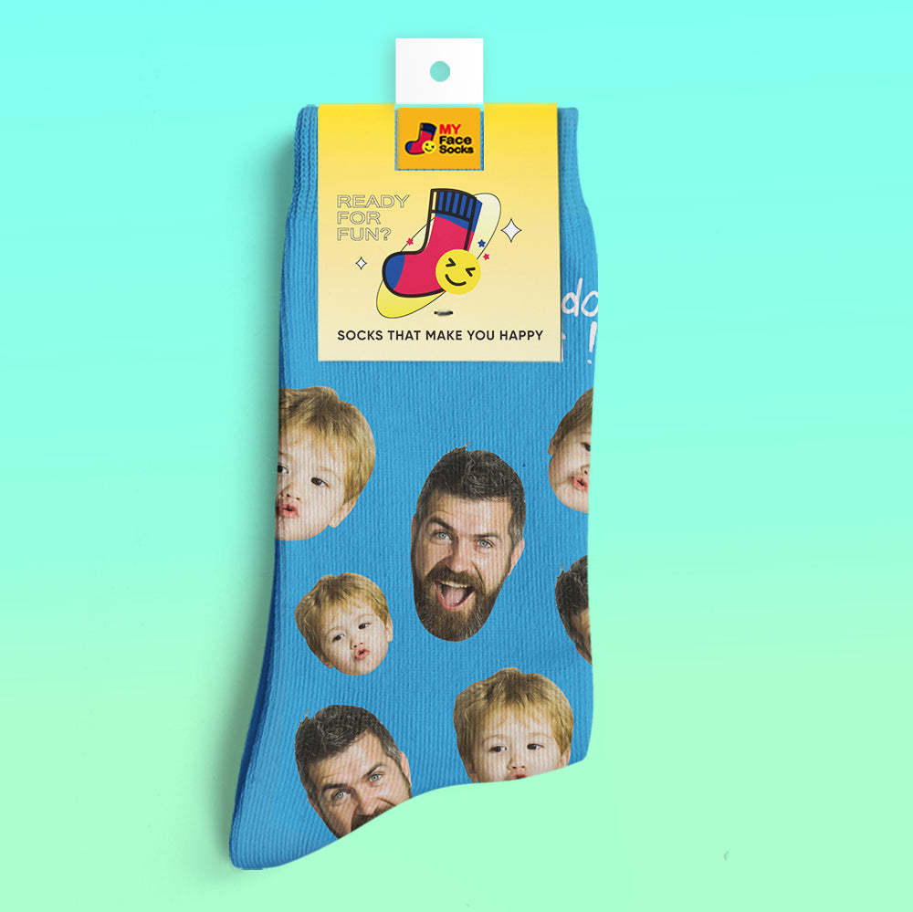 Custom 3D Preview Socks My Face Socks Add Pictures and Name - Best Dad Ever - MyFaceSocksAu