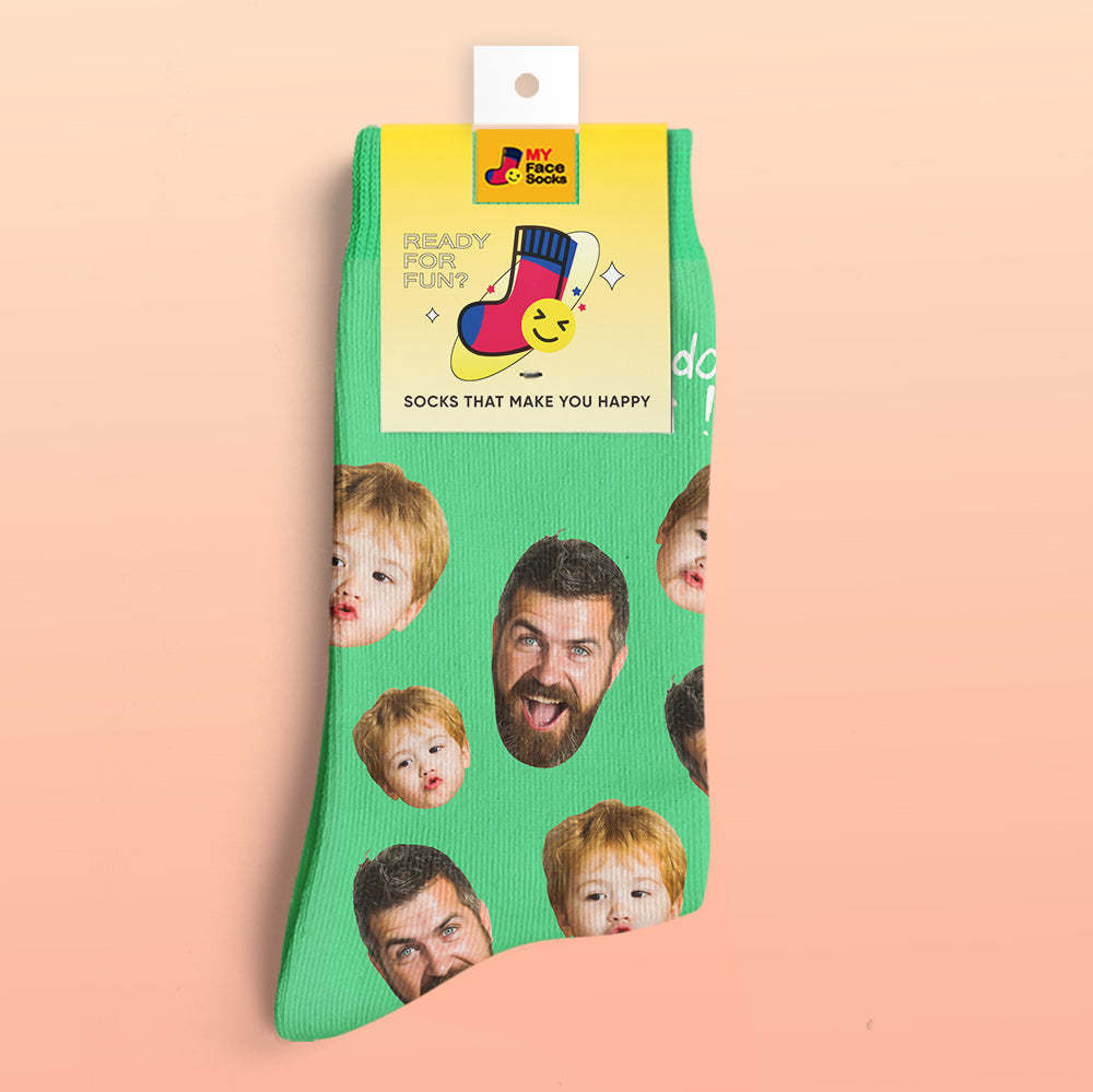 Custom 3D Preview Socks My Face Socks Add Pictures and Name - Best Dad Ever - MyFaceSocksAu