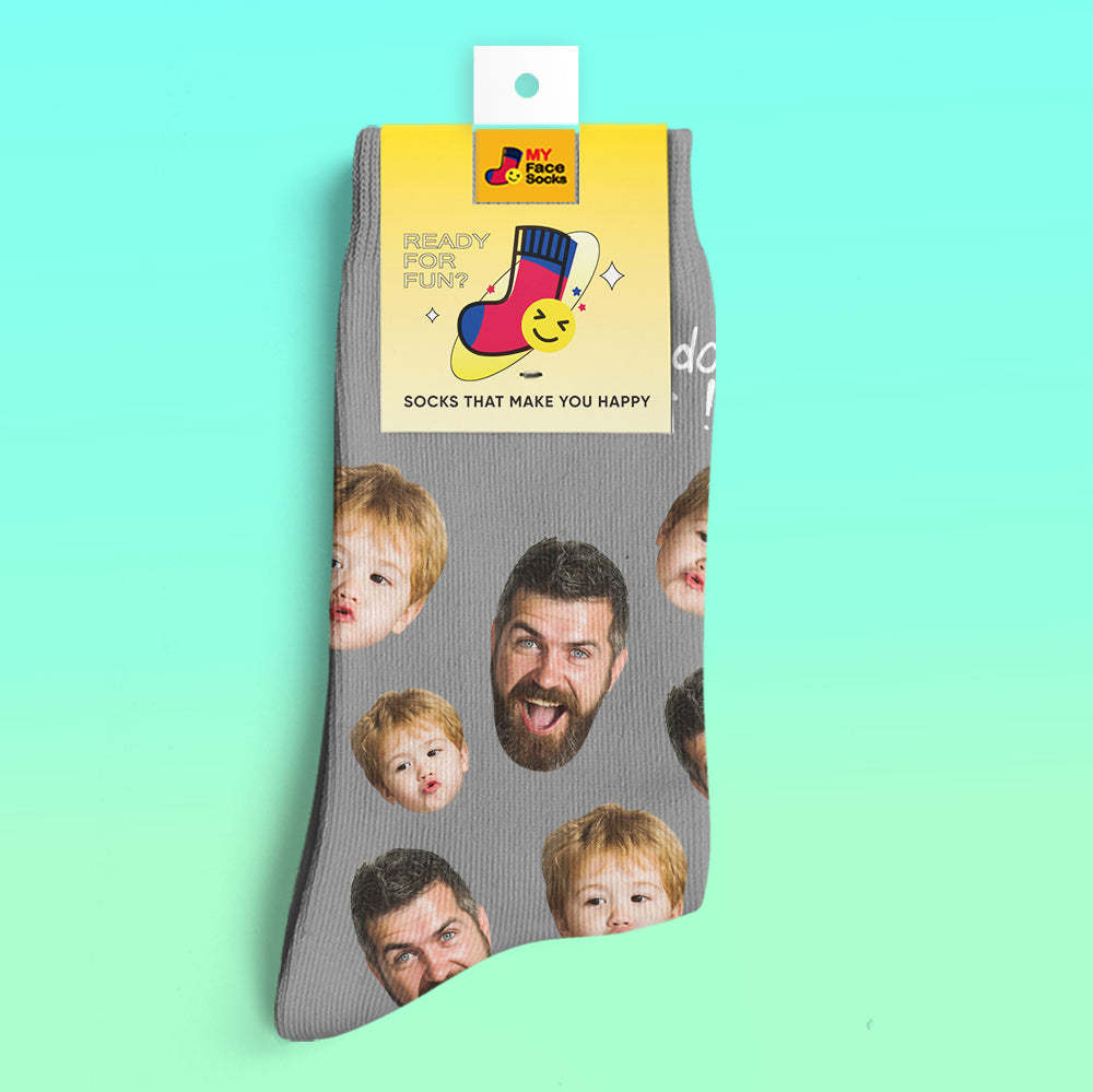 Custom 3D Preview Socks My Face Socks Add Pictures and Name - Best Dad Ever - MyFaceSocksAu