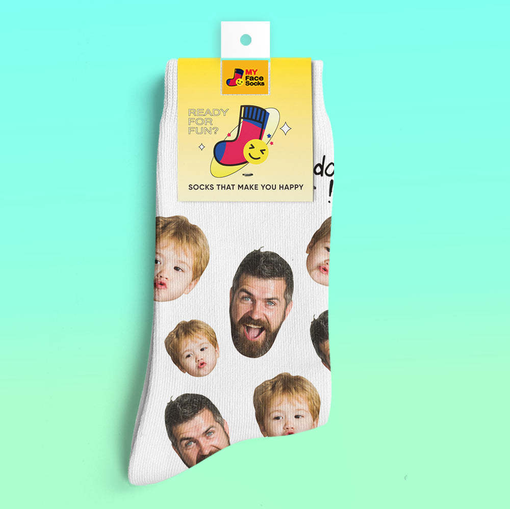 Custom 3D Preview Socks My Face Socks Add Pictures and Name - Best Dad Ever - MyFaceSocksAu