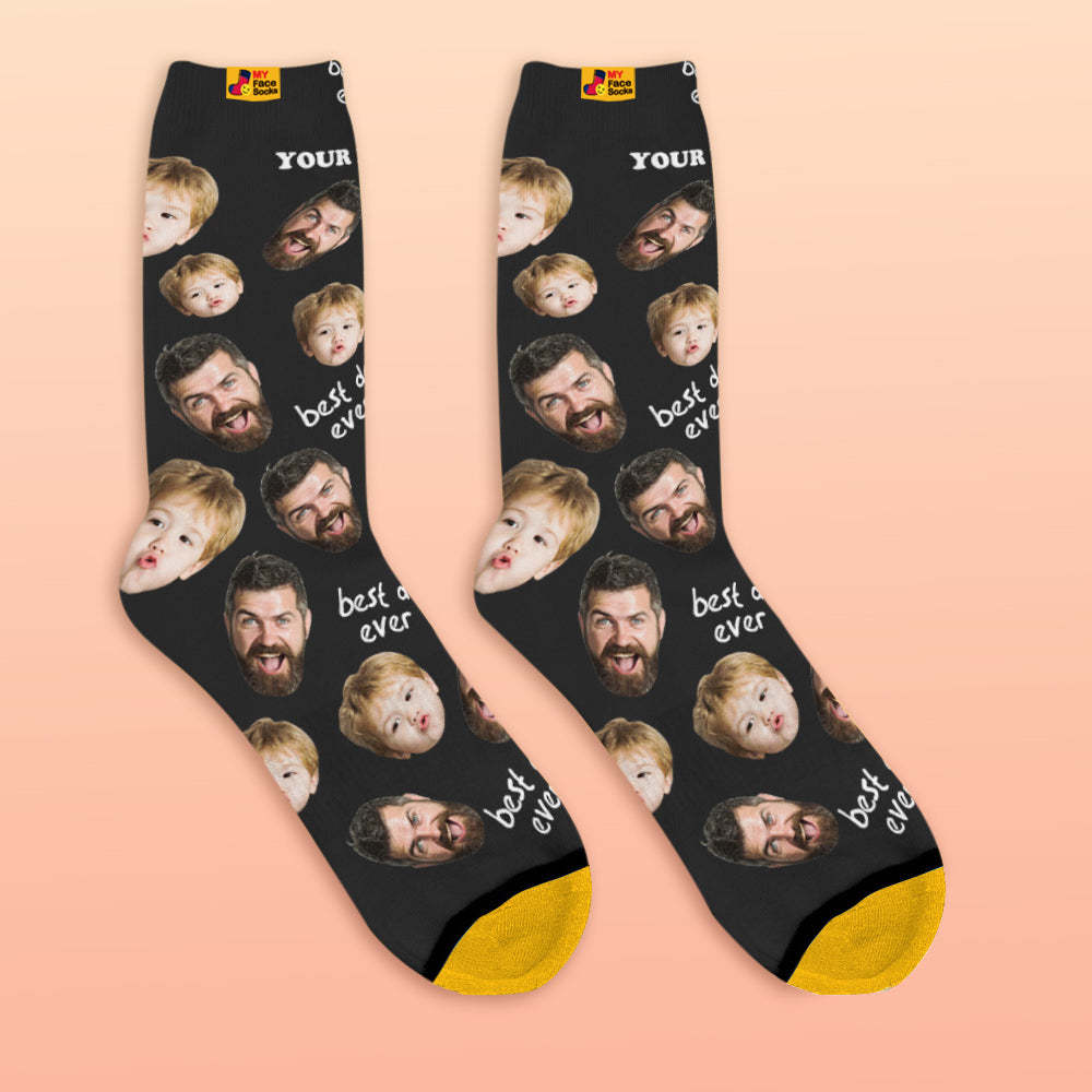 Custom 3D Preview Socks My Face Socks Add Pictures and Name - Best Dad Ever - MyFaceSocksAu