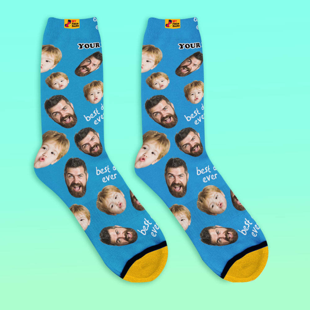 Custom 3D Preview Socks My Face Socks Add Pictures and Name - Best Dad Ever - MyFaceSocksAu