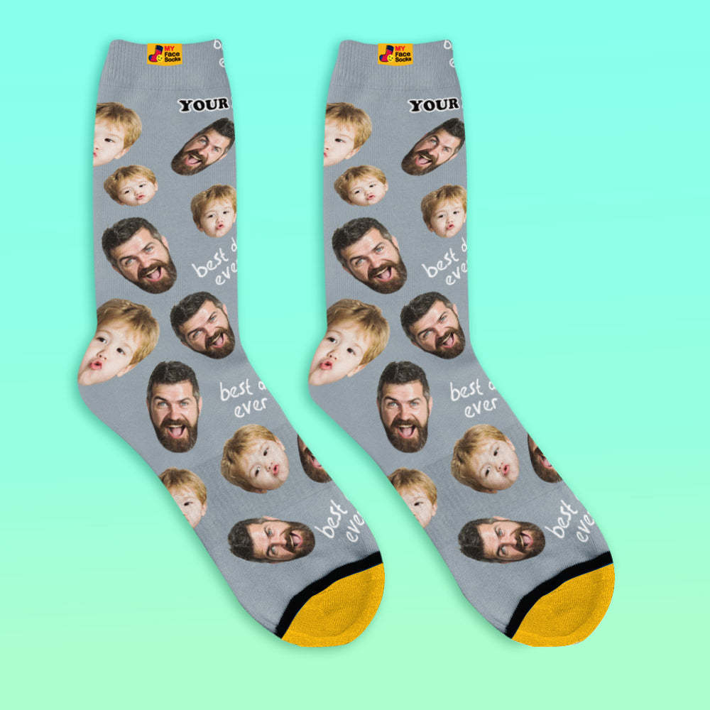 Custom 3D Preview Socks My Face Socks Add Pictures and Name - Best Dad Ever - MyFaceSocksAu