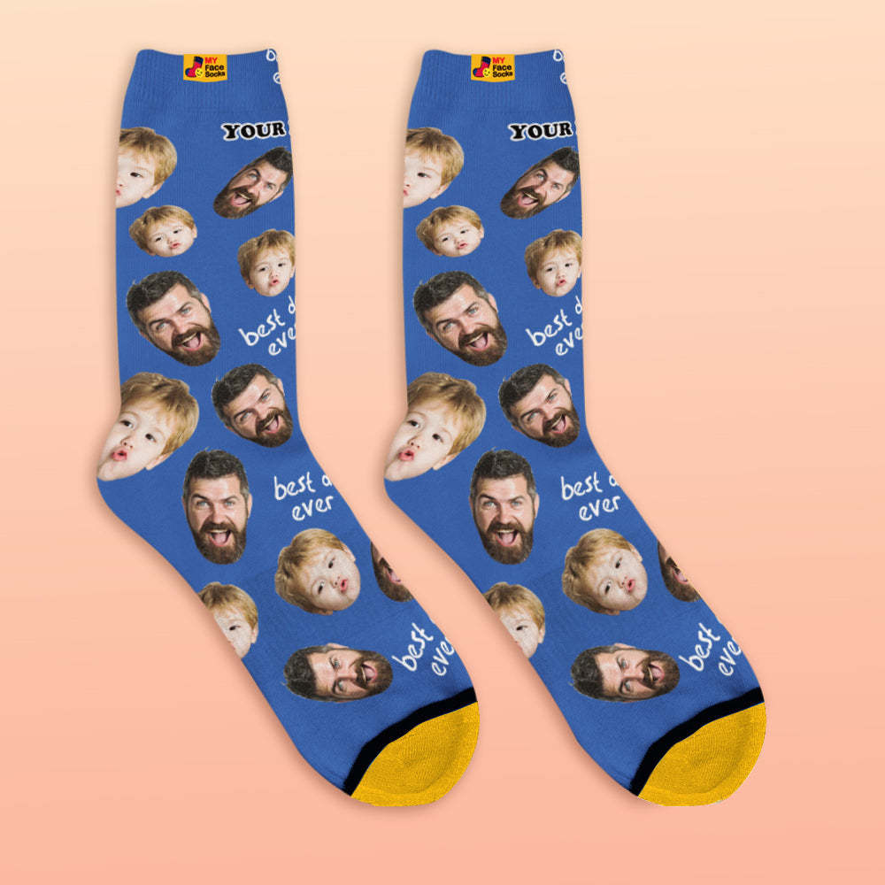 Custom 3D Preview Socks My Face Socks Add Pictures and Name - Best Dad Ever - MyFaceSocksAu