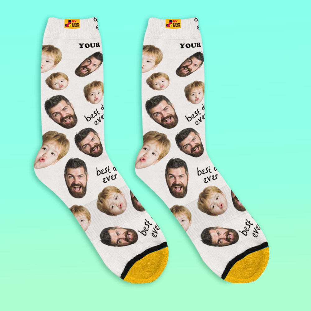 Custom 3D Preview Socks My Face Socks Add Pictures and Name - Best Dad Ever - MyFaceSocksAu