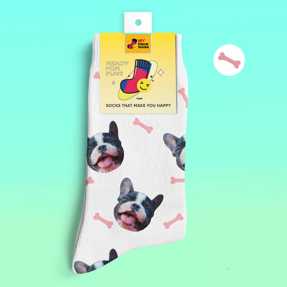 Custom 3D Preview Socks My Face Socks Add Pictures and Name - Bones - MyFaceSocksAu