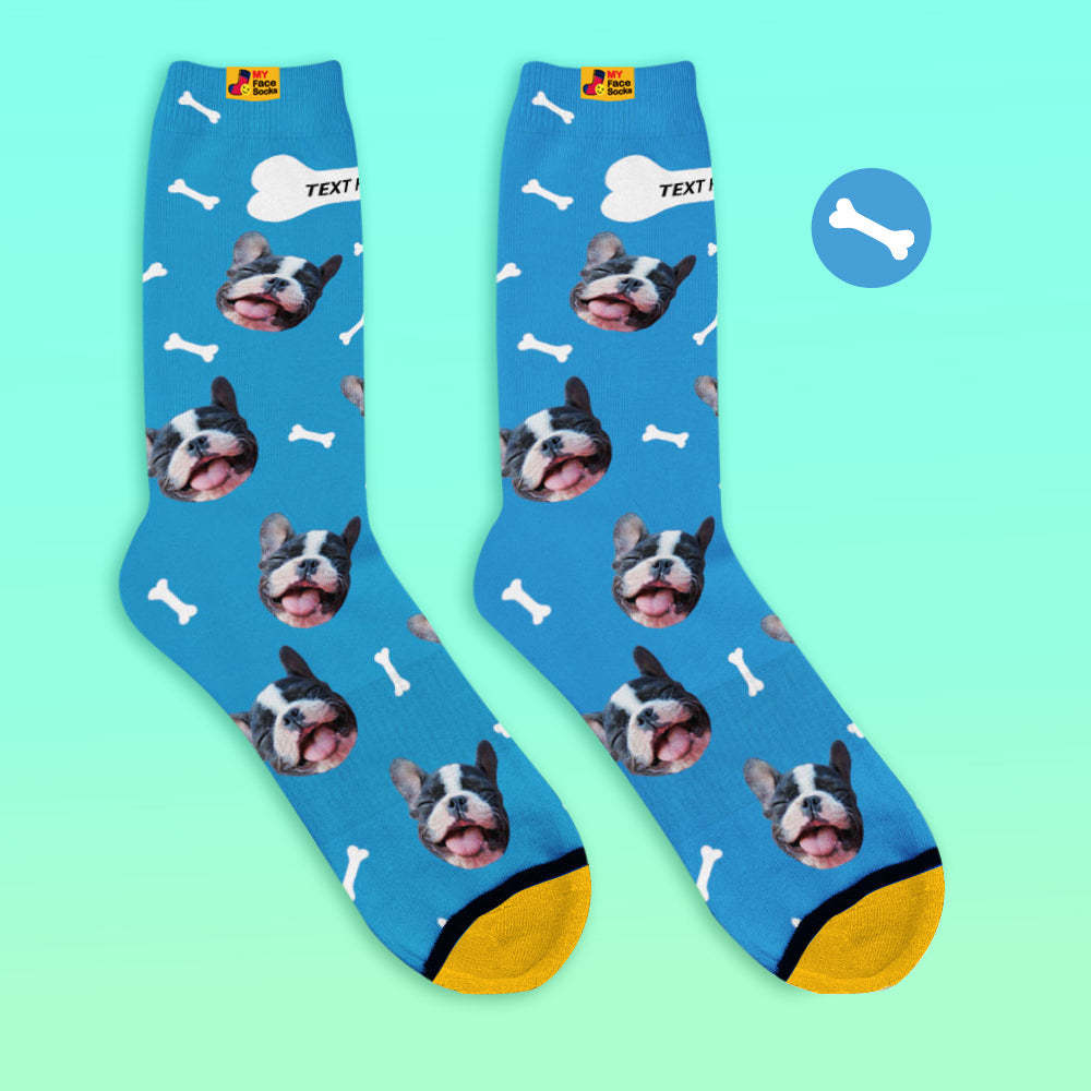 Custom 3D Digital Printed Socks My Face Socks Add Pictures and Name - Bones