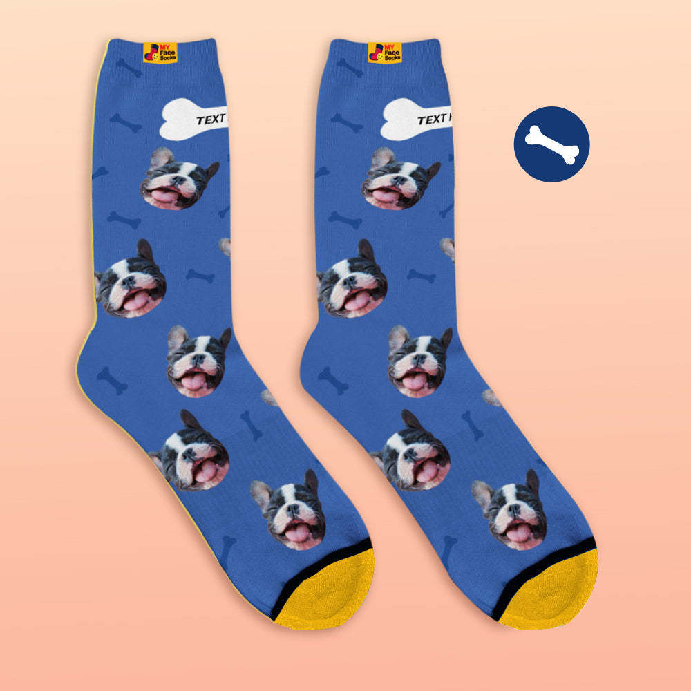 Custom 3D Digital Printed Socks My Face Socks Add Pictures and Name - Bones