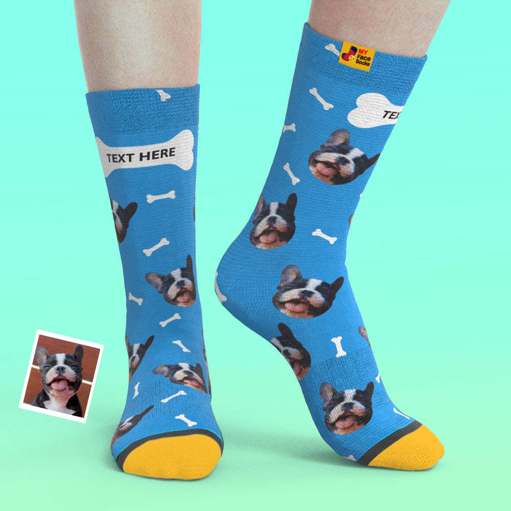 Custom 3D Preview Socks My Face Socks Add Pictures and Name - Bones - MyFaceSocksAu