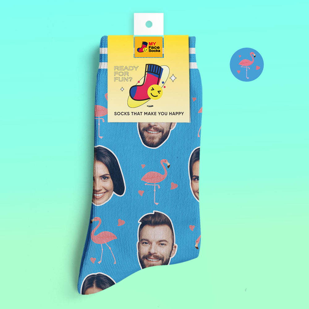 Custom 3D Preview Socks My Face Socks Add Pictures and Name - Flamant - MyFaceSocksAu
