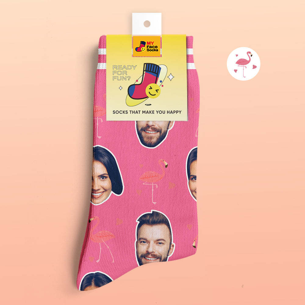 Custom 3D Preview Socks My Face Socks Add Pictures and Name - Flamant - MyFaceSocksAu