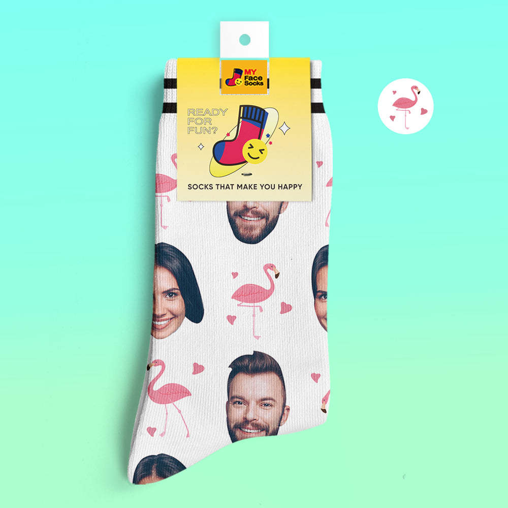 Custom 3D Preview Socks My Face Socks Add Pictures and Name - Flamant - MyFaceSocksAu