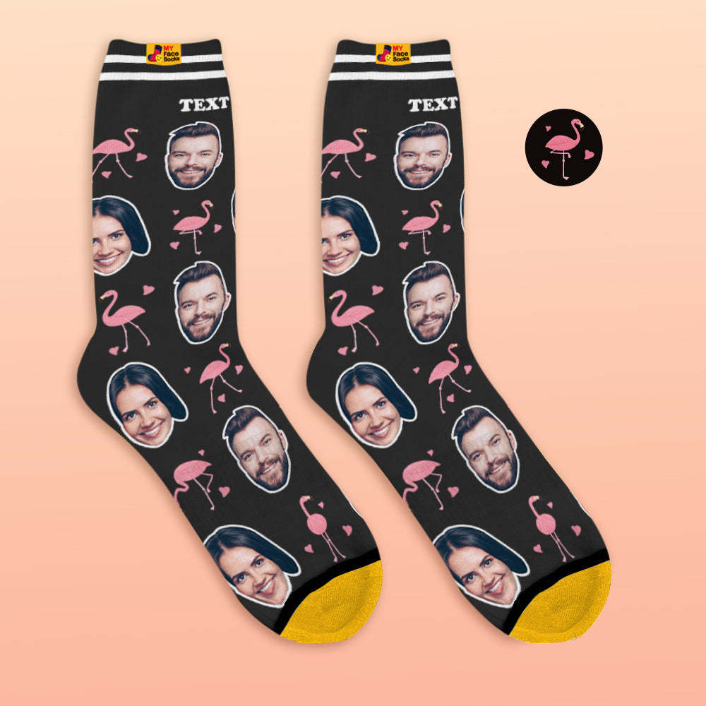 Custom 3D Preview Socks My Face Socks Add Pictures and Name - Flamant - MyFaceSocksAu