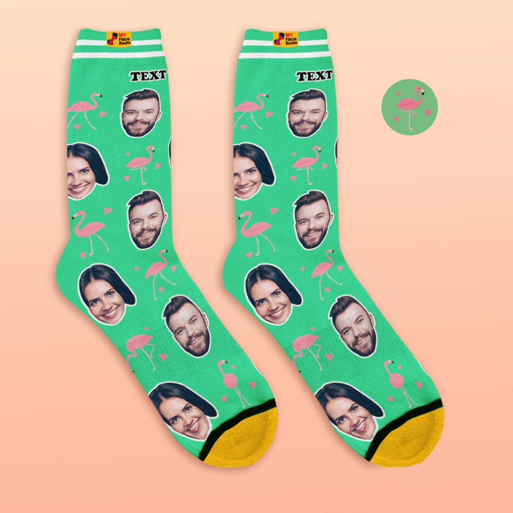 Custom 3D Preview Socks My Face Socks Add Pictures and Name - Flamant - MyFaceSocksAu