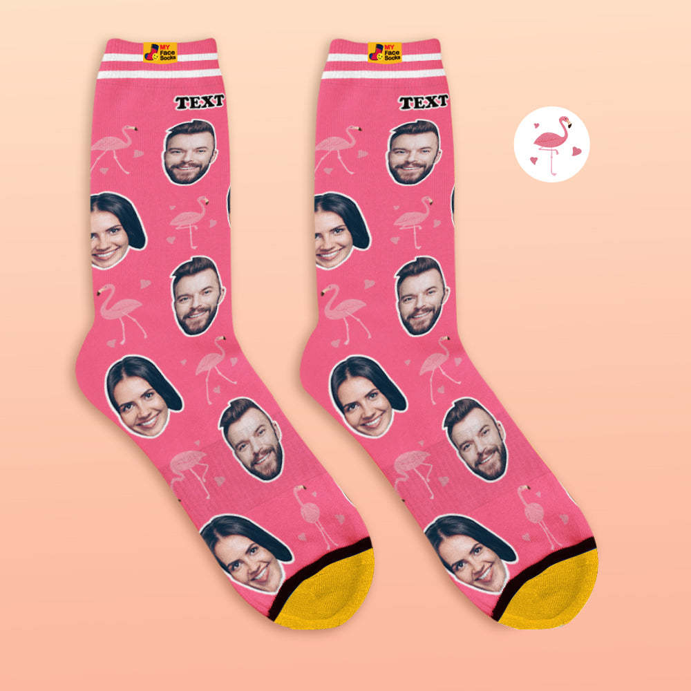 Custom 3D Preview Socks My Face Socks Add Pictures and Name - Flamant - MyFaceSocksAu