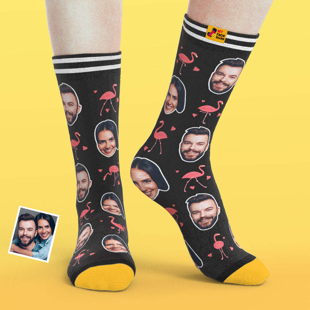 Custom 3D Preview Socks My Face Socks Add Pictures and Name - Flamant - MyFaceSocksAu