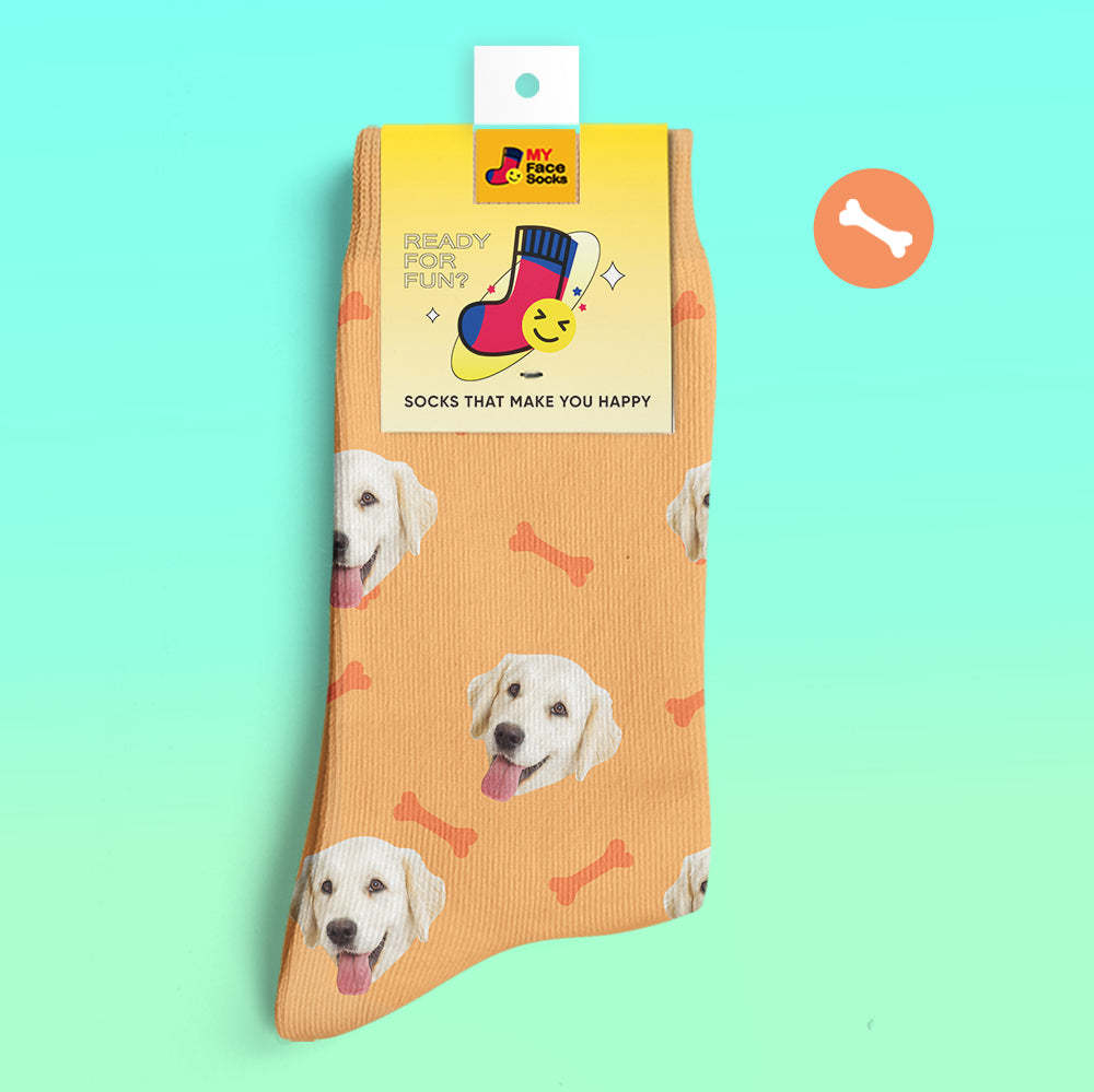 Custom 3D Preview Socks My Face Socks Add Pictures and Name - Dog Bones - MyFaceSocksAu