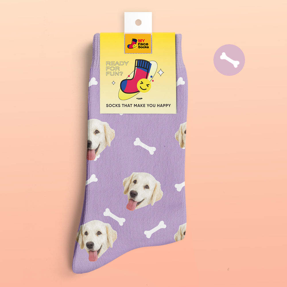 Custom 3D Preview Socks My Face Socks Add Pictures and Name - Dog Bones - MyFaceSocksAu