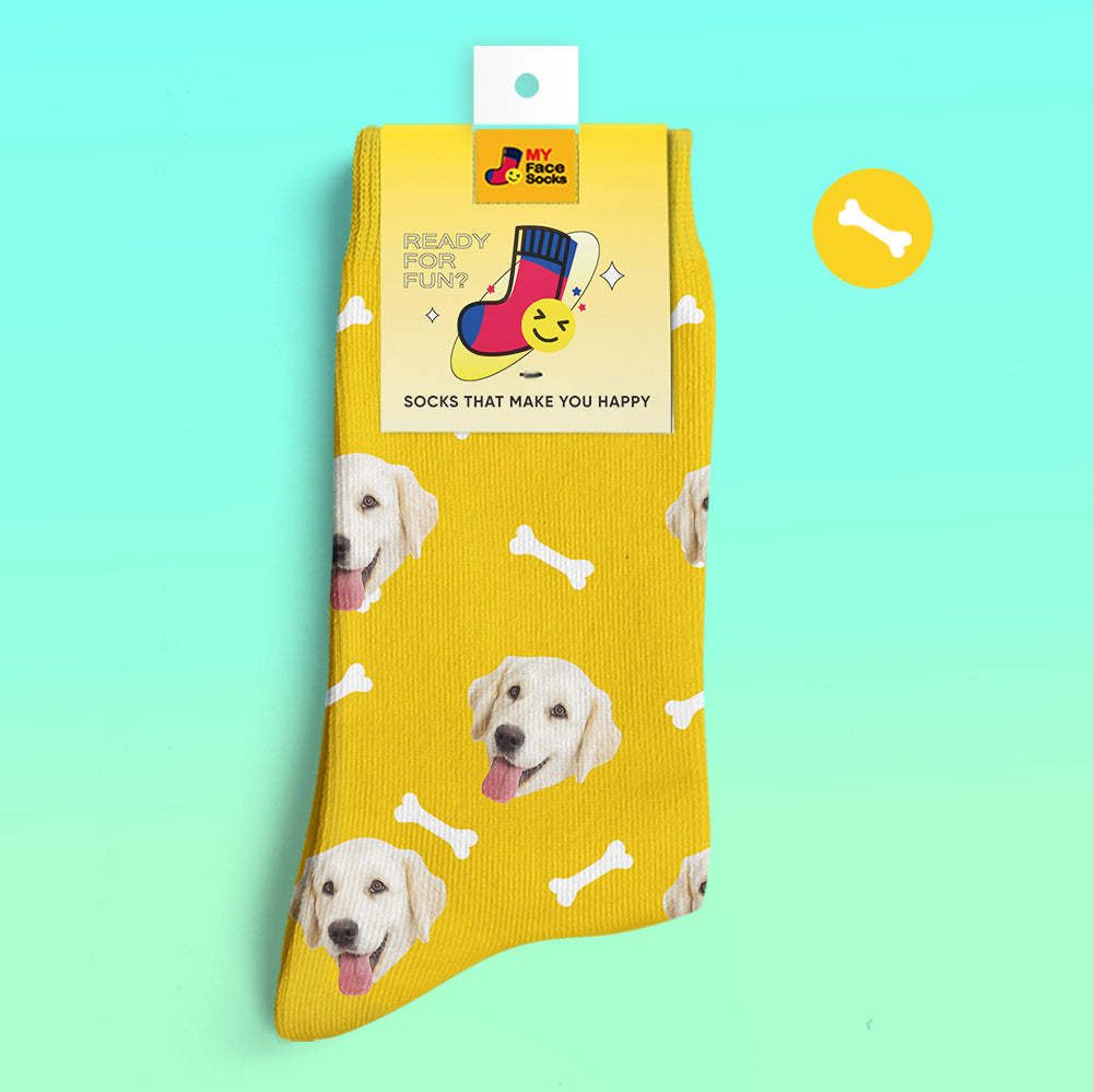 Custom 3D Preview Socks My Face Socks Add Pictures and Name - Dog Bones - MyFaceSocksAu