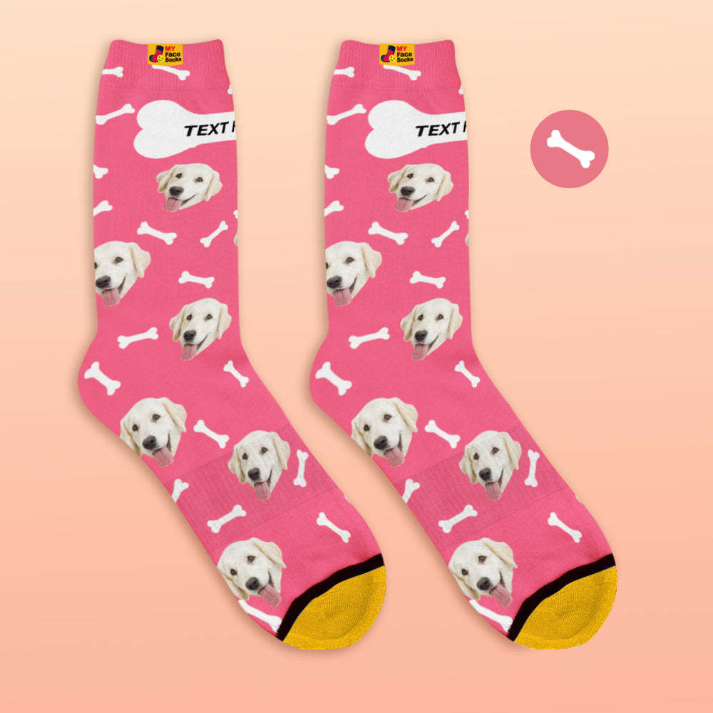 Custom 3D Preview Socks My Face Socks Add Pictures and Name - Dog Bones - MyFaceSocksAu