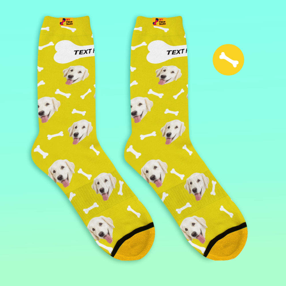 Custom 3D Preview Socks My Face Socks Add Pictures and Name - Dog Bones - MyFaceSocksAu