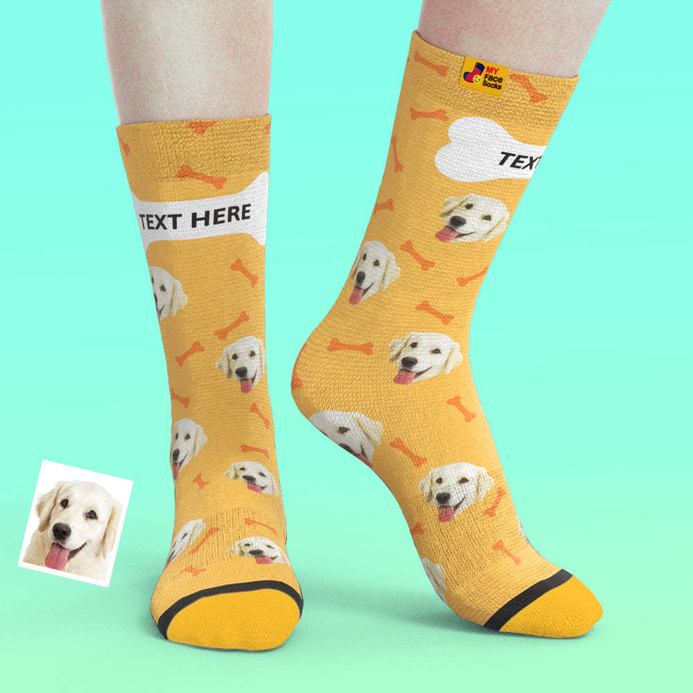 Custom 3D Preview Socks My Face Socks Add Pictures and Name - Dog Bones - MyFaceSocksAu