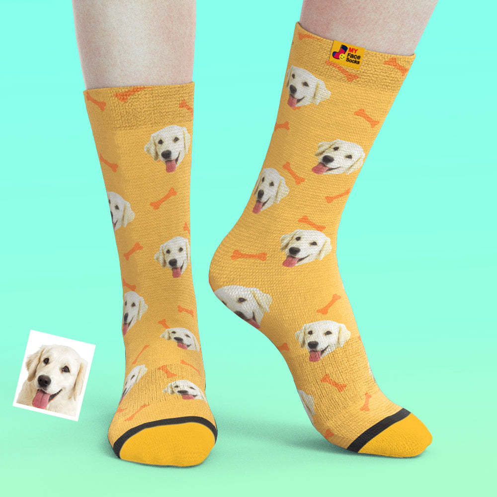 Custom 3D Preview Socks My Face Socks Add Pictures and Name - Dog Bones - MyFaceSocksAu