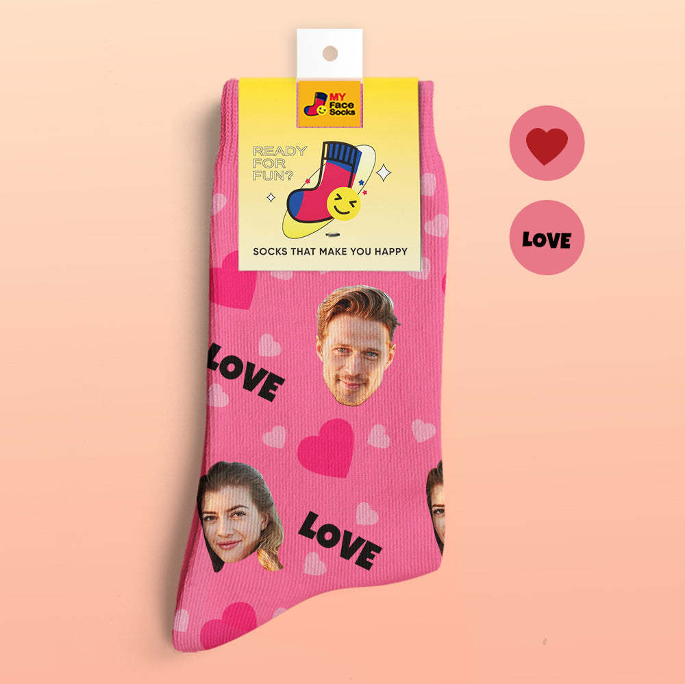 Custom 3D Preview Socks My Face Socks Add Pictures and Name - Love - MyFaceSocksAu