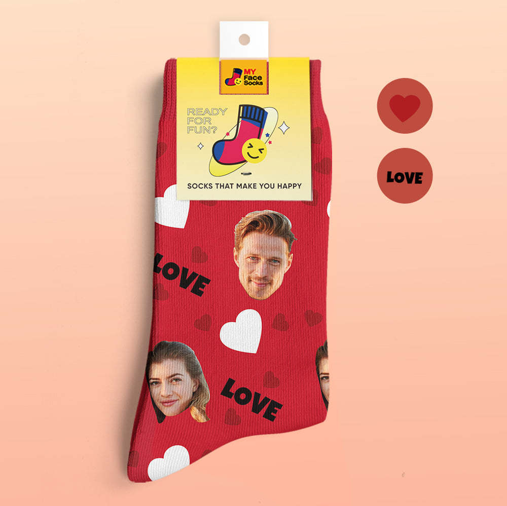 Custom 3D Preview Socks My Face Socks Add Pictures and Name - Love - MyFaceSocksAu