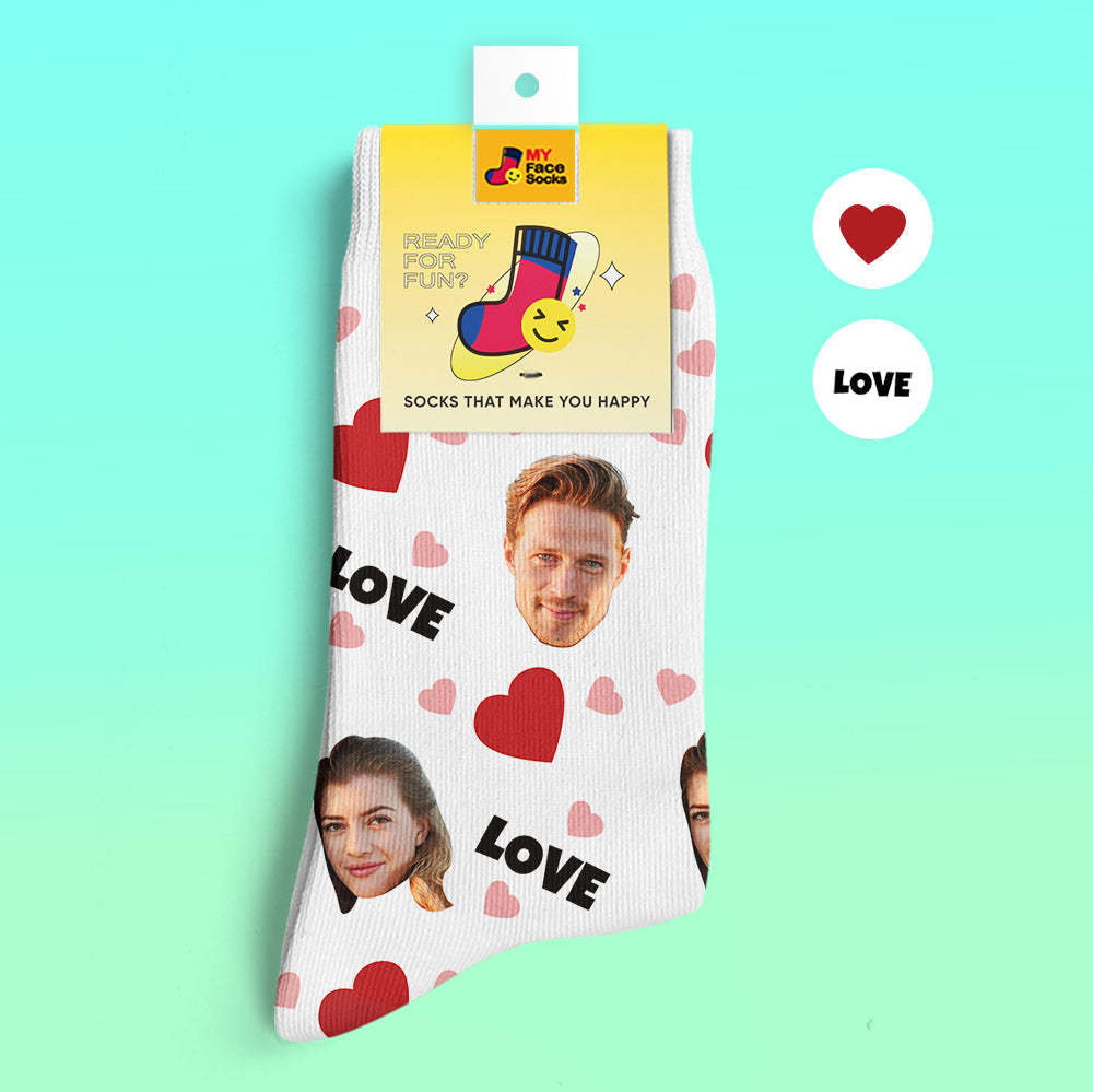 Custom 3D Digital Printed Socks My Face Socks Add Pictures and Name - Love