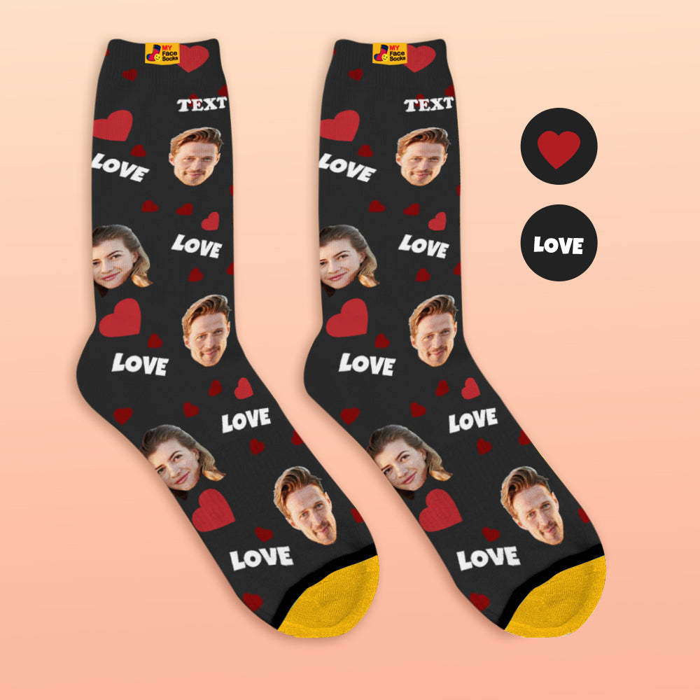 Custom 3D Preview Socks My Face Socks Add Pictures and Name - Love - MyFaceSocksAu