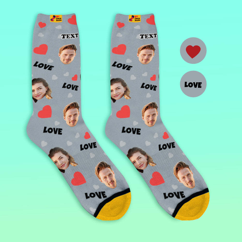 Custom 3D Preview Socks My Face Socks Add Pictures and Name - Love - MyFaceSocksAu