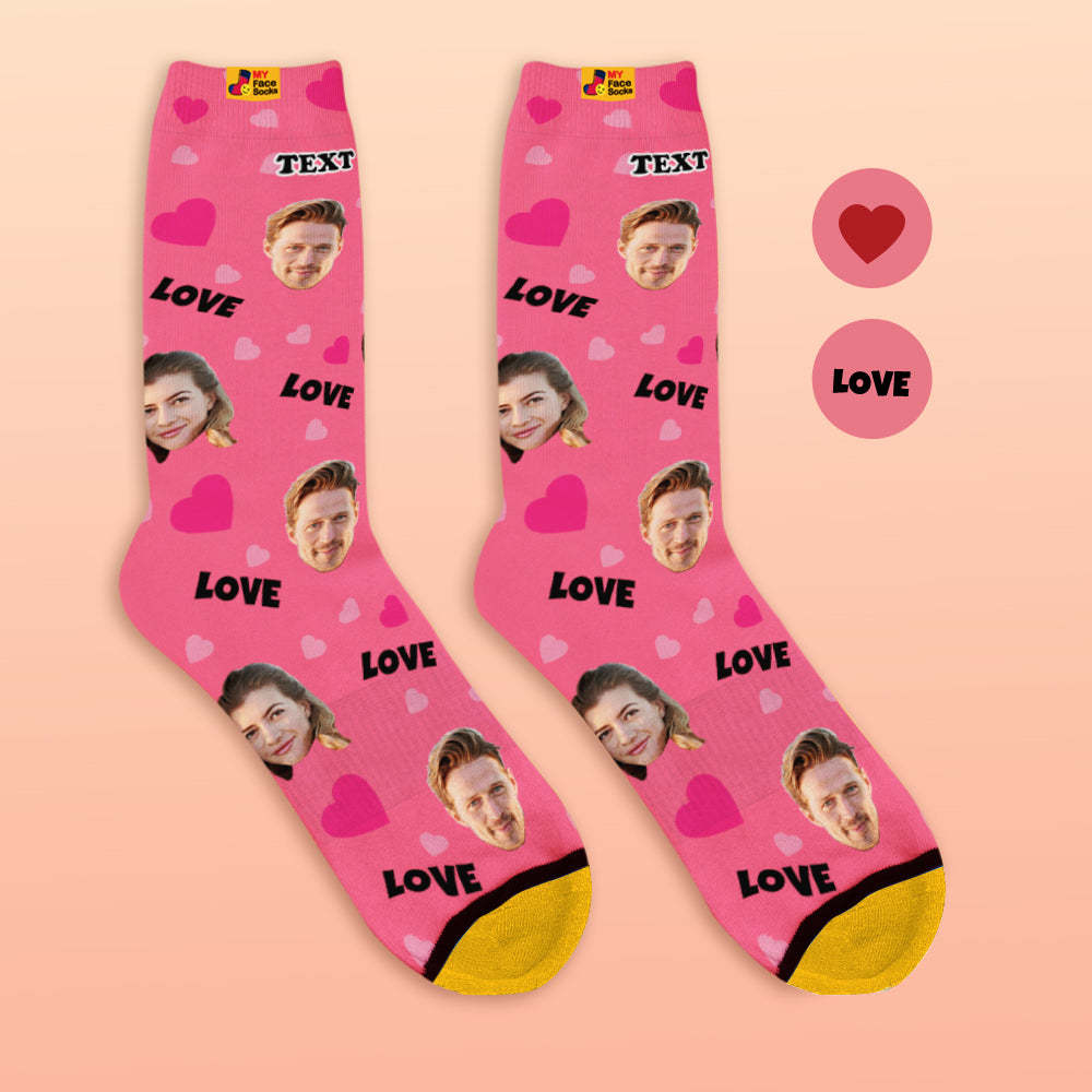 Custom 3D Preview Socks My Face Socks Add Pictures and Name - Love - MyFaceSocksAu