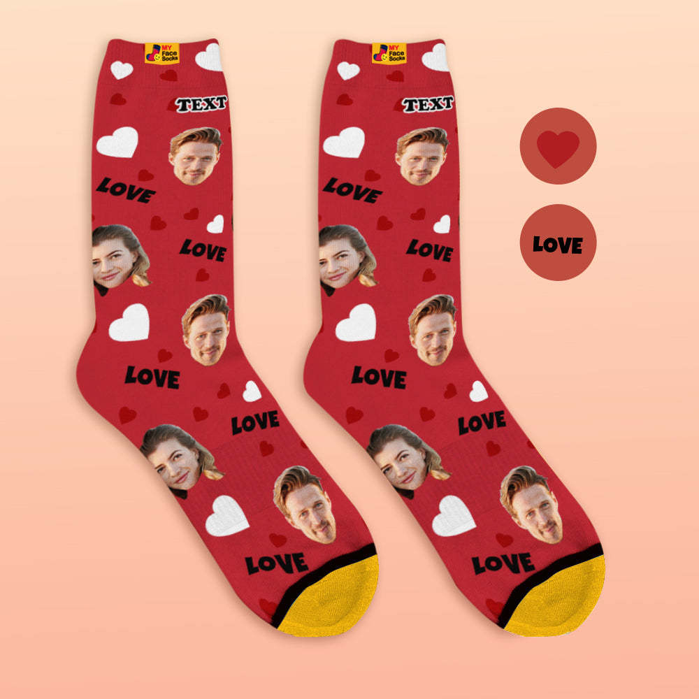 Custom 3D Preview Socks My Face Socks Add Pictures and Name - Love - MyFaceSocksAu