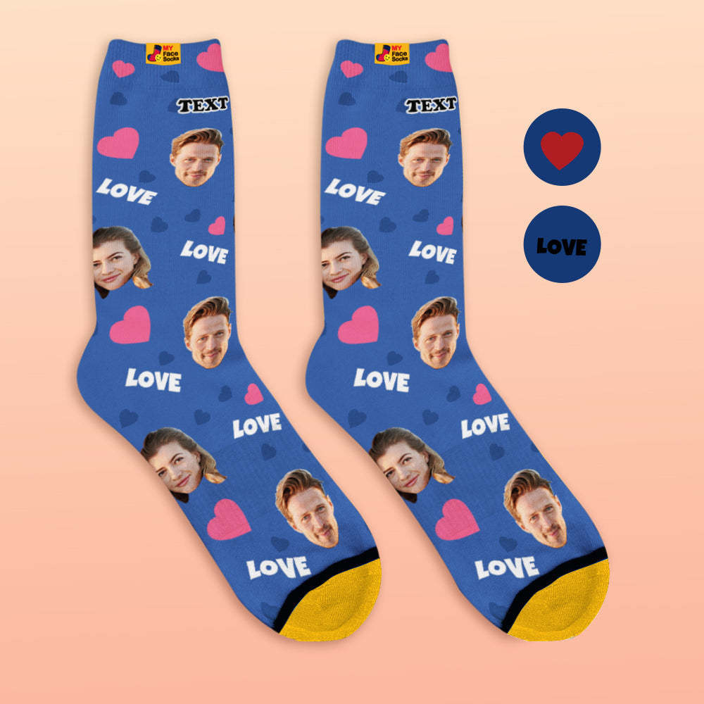 Custom 3D Digital Printed Socks My Face Socks Add Pictures and Name - Love