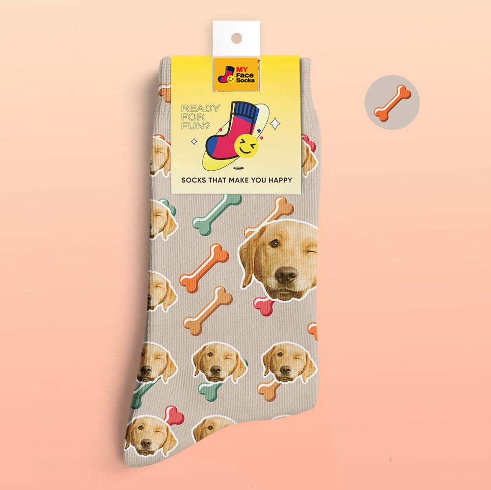 Custom 3D Preview Socks My Face Socks Add Pictures and Name - Dog Face On Socks - MyFaceSocksAu
