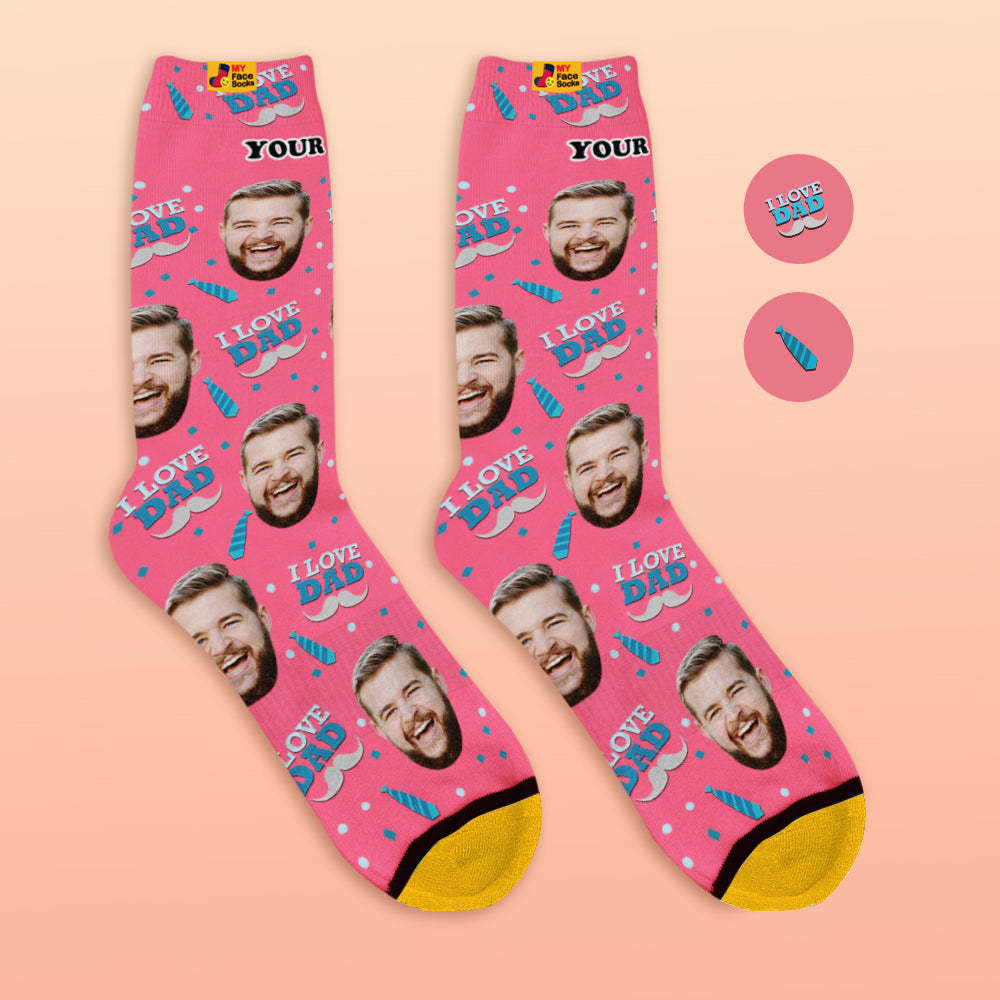 Custom 3D Preview Socks My Face Socks Add Pictures and Name - I Love Dad - MyFaceSocksAu