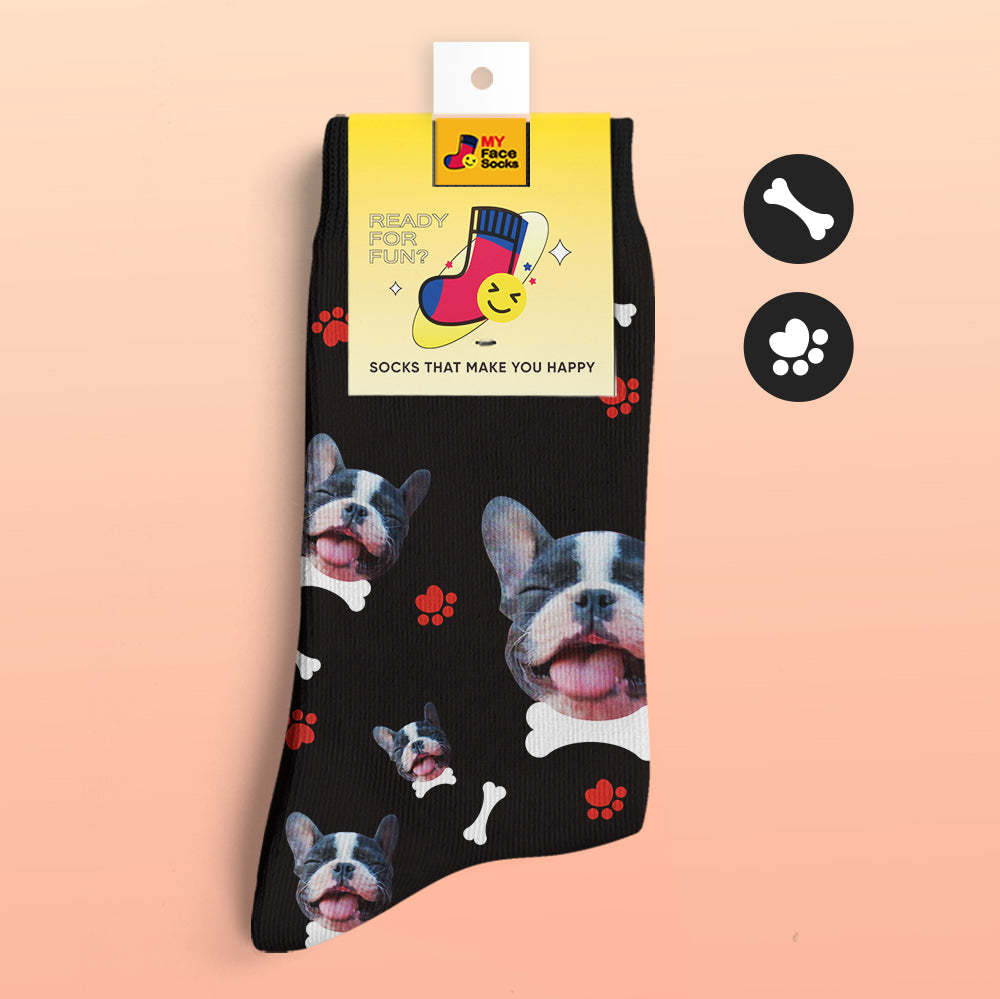 Custom 3D Digital Printed Socks My Face Socks Add Pictures and Name - I Love My Dog