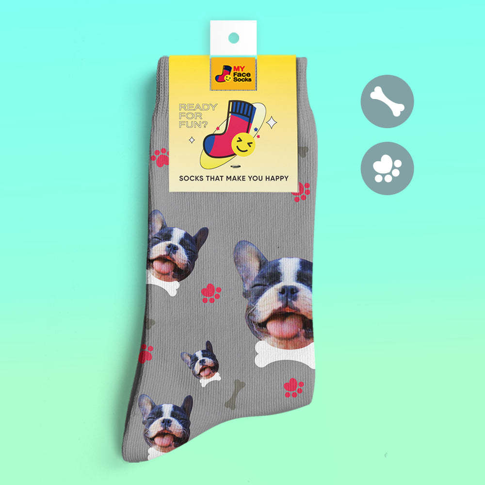 Custom 3D Preview Socks My Face Socks Add Pictures and Name - I Love My Dog - MyFaceSocksAu