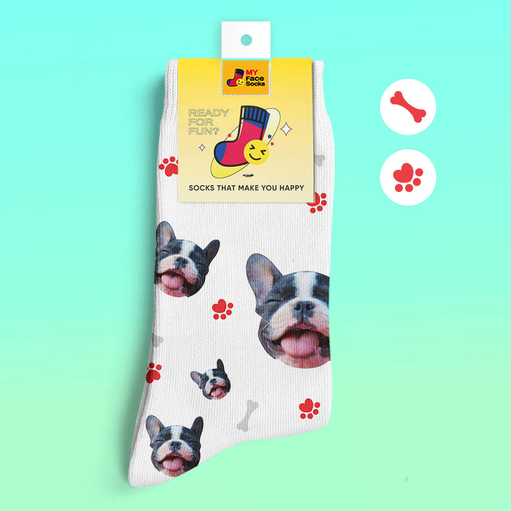 Custom 3D Preview Socks My Face Socks Add Pictures and Name - I Love My Dog - MyFaceSocksAu