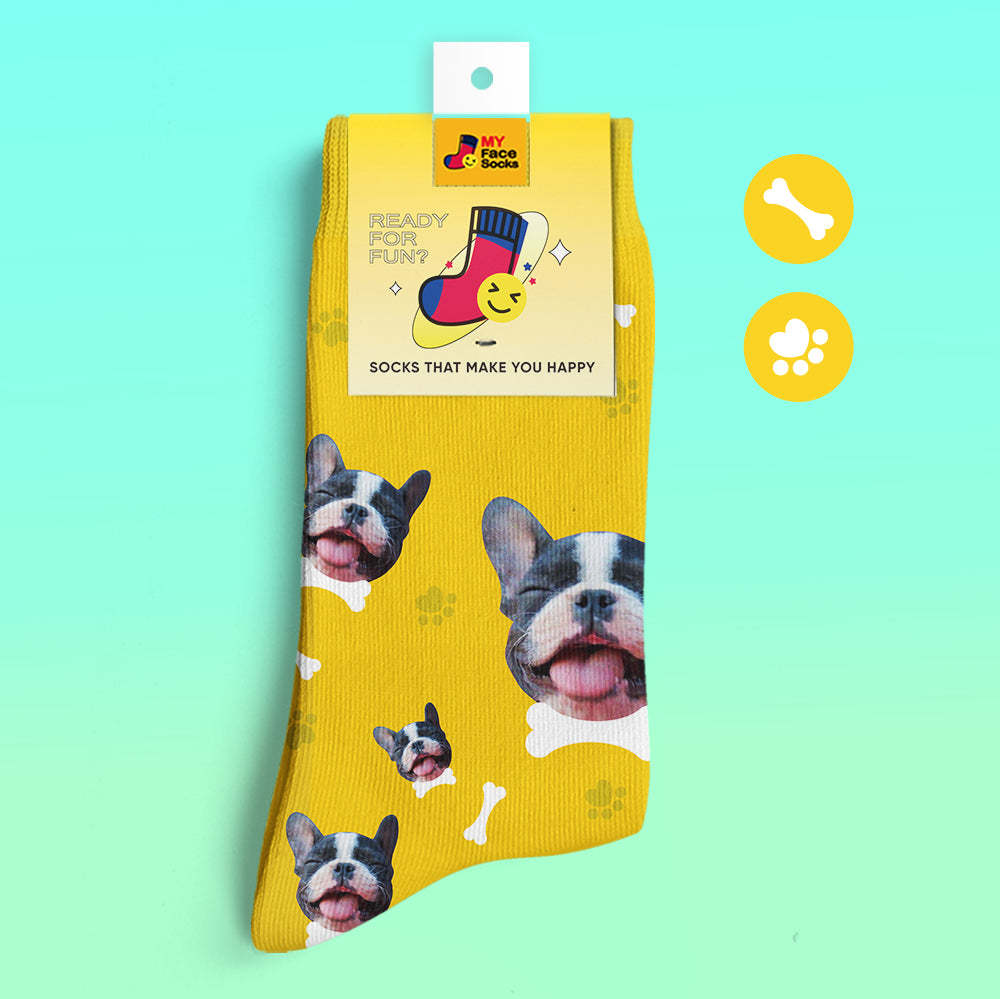 Custom 3D Preview Socks My Face Socks Add Pictures and Name - I Love My Dog - MyFaceSocksAu