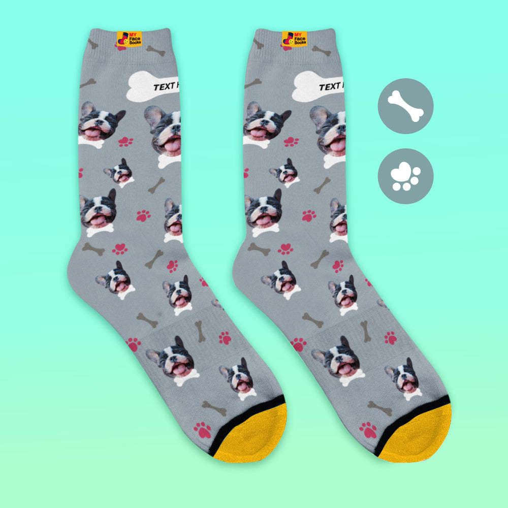 Custom 3D Preview Socks My Face Socks Add Pictures and Name - I Love My Dog - MyFaceSocksAu