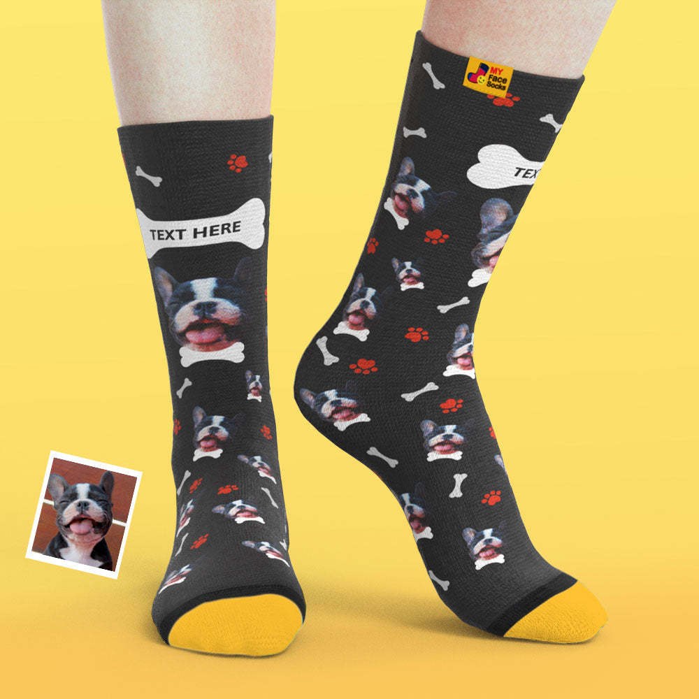 Custom 3D Preview Socks My Face Socks Add Pictures and Name - I Love My Dog - MyFaceSocksAu